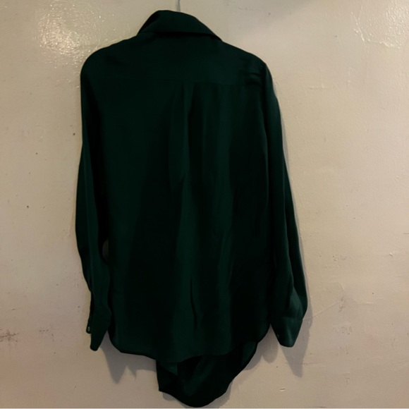 Haute Hippie Forest Green Silk Long Sleeve Top S - Picture 5 of 7